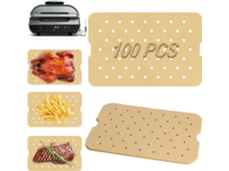 Forros Descartáveis Para Fritadeiras A Ar, Papel Manteiga Perfurado Para Mini Fritadeiras Compactas De 2 A 5 Litros, Design Quadrado, Folhas De Papel