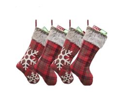 Conjunto de 4 meias de Natal Nova Line, com padrão de floco de neve e tartan, 46cm