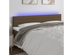 Vidaxl Cabeceira De Cama C/ Luzes Led Tecido 200x5x78/88 Cm Castanho