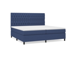 Cama com Molas/colchão 200x200 Cm Tecido Azul MAISON EXCLUSIVE