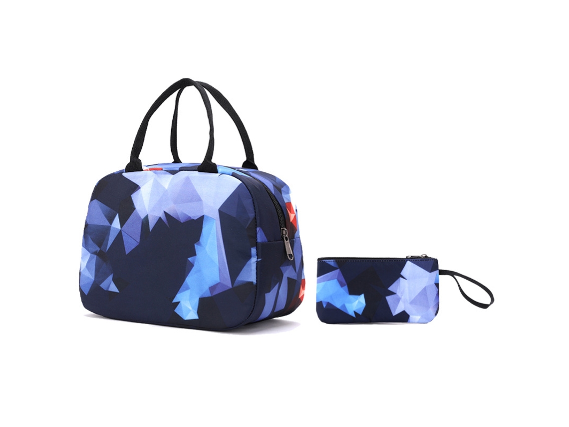 Mochila Grande E Espaçosa Para Estudantes.conjunto Geométrico Azul De Duas Peças