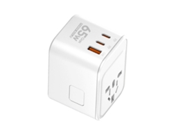 Adaptador De Viagem Multiregião De 45 W E 65 Com Carregamento Rápido Porta Usb Para Mais 300 Países