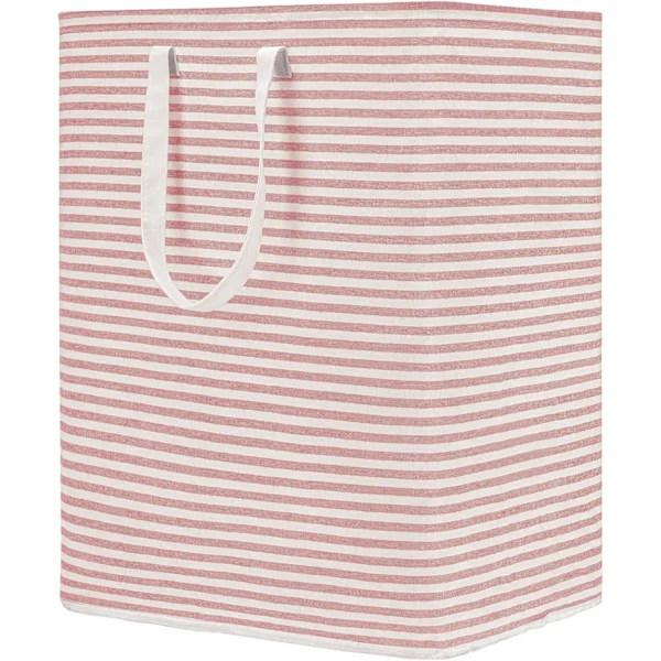 Cesto de Roupa Suja Independente /nn/77l com Alça, Dobrável, em Algodão BRILVIBERA (rosa)
