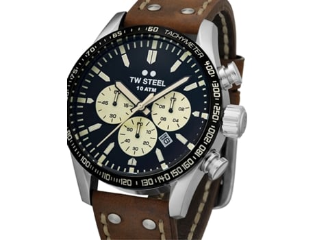 Relógio Masculino Couro Verdadeiro Marrom Vs120 TW-STEEL