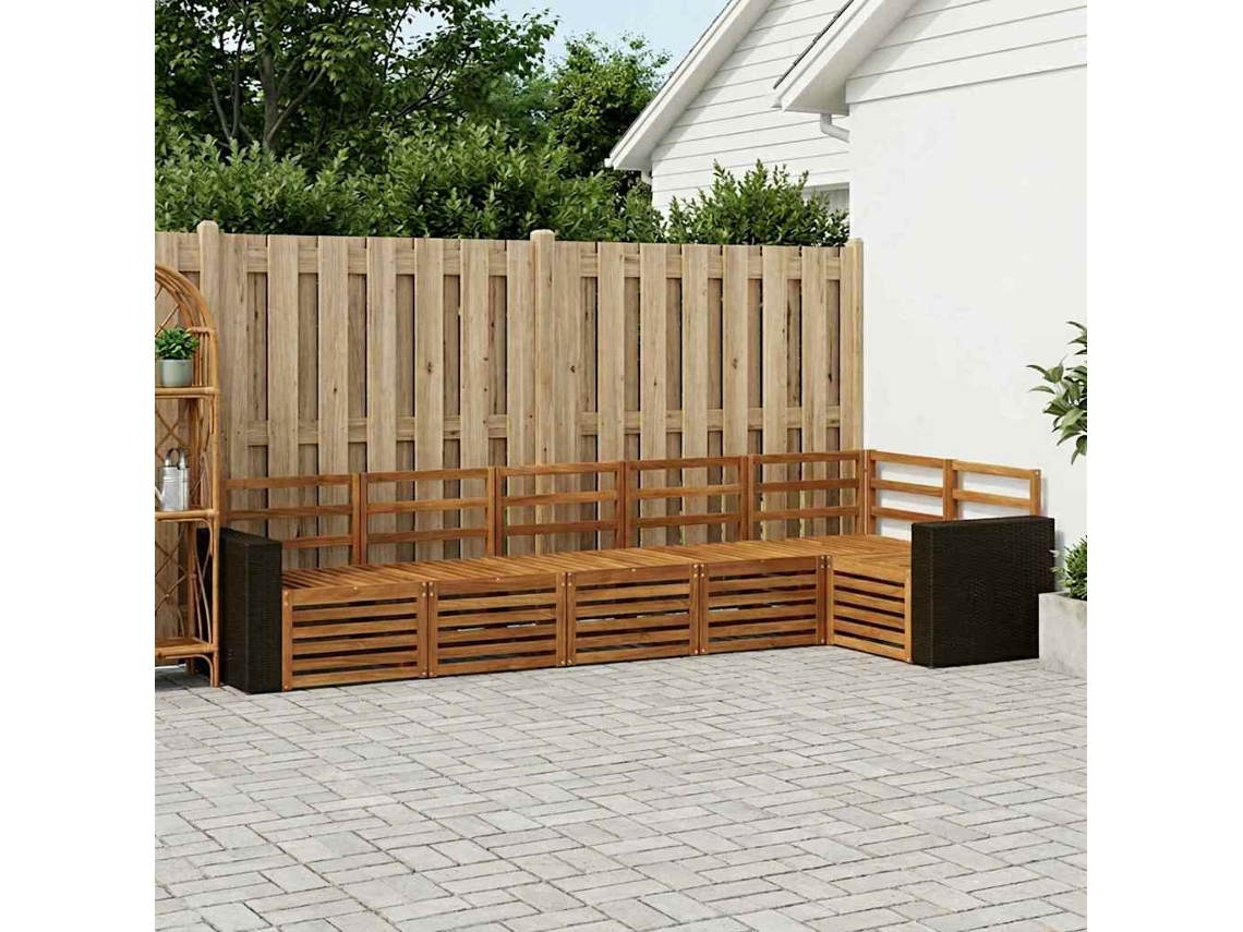 Vidaxl Conjunto De Sofá Sectional 6 Pcs Natural