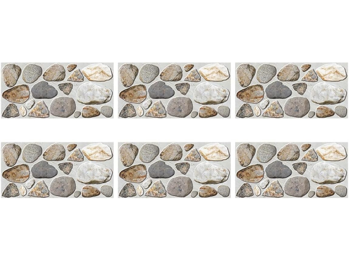 Papel De Parede Impermeável, 6 Folhas De Pvc, Padrão De Paralelepípedos, Para Paredes E Pisos.