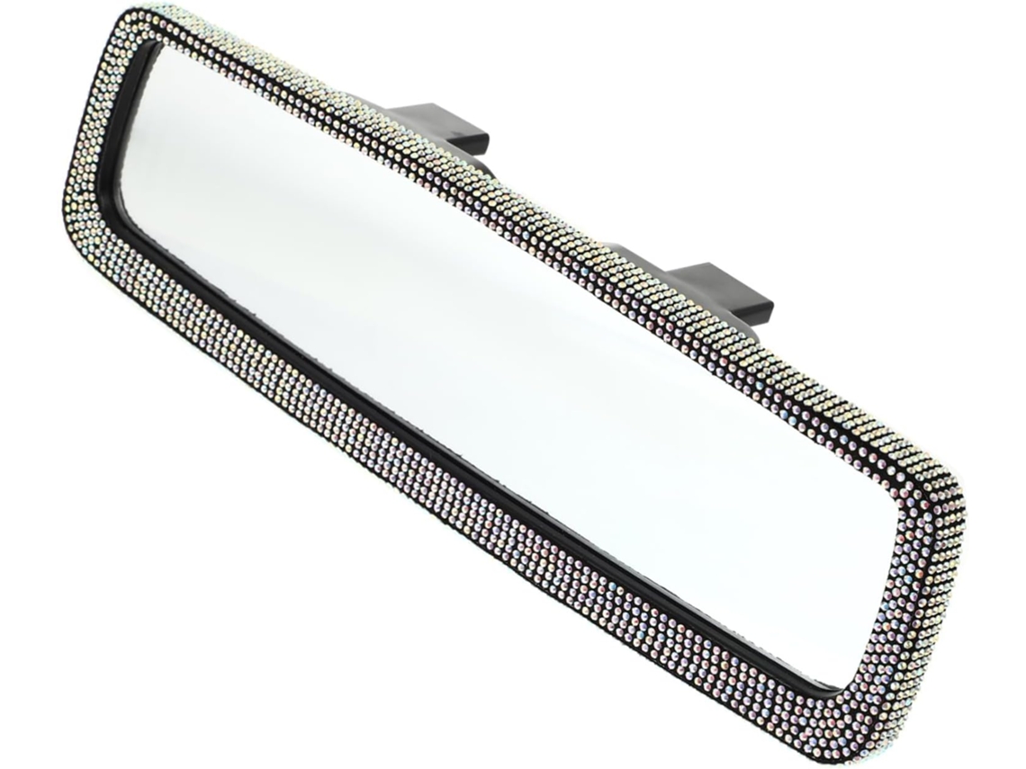 Espelho retrovisor interno para carro com strass, vidro e plástico, ângulo de visão