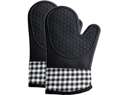 Luvas de Forno Resistentes ao Calor, Silicone, Preto