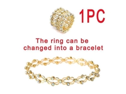 Pulseira retrátil 2 em 1 com anel mágico, em cobre elástico e prata S925 com zircônia cúbica, presente para mulheres, branca.