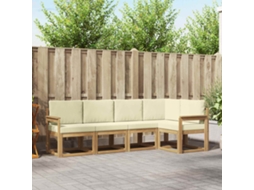Vidaxl Conjunto De Sofás Para Exterior 5 Pcs Branco E Creme