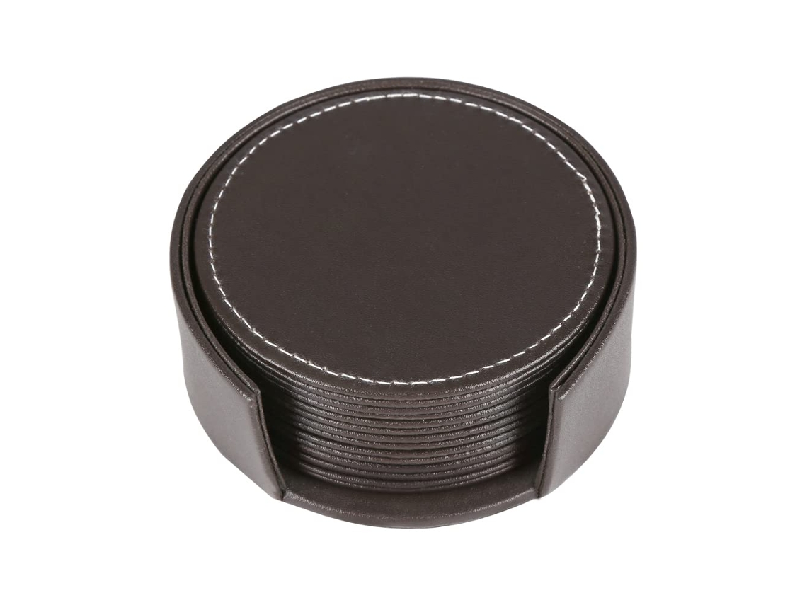 Conjunto De 6 Porta Copos De Couro Com Suporte Aquaforge (marrom)