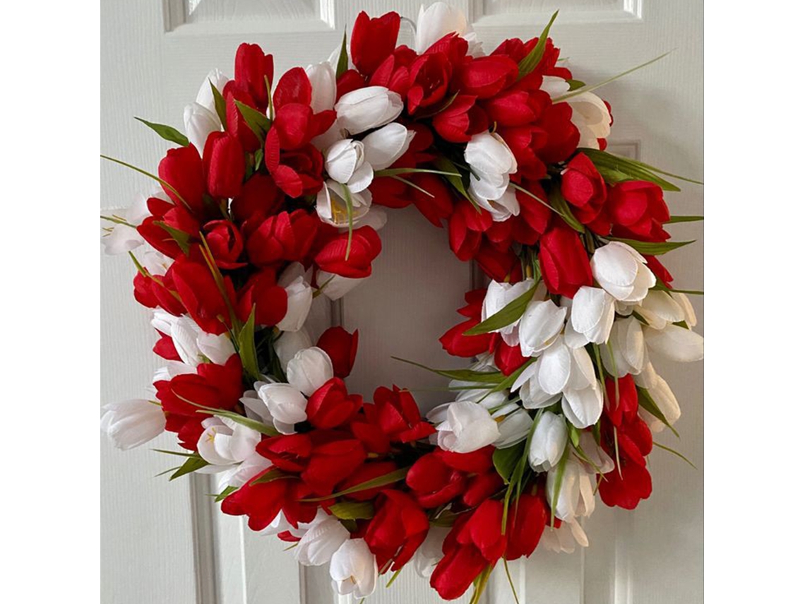 Coroa De Flores Artificiais Decoração Porta Festividades