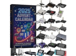 Calendário do Advento de Natal 2025 em Acrílico com Decoração Completa em 2D, Surpresas, Presentes, Jogos e Consoles de Videogame