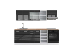 Cozinha R-Line, 240 cm, Carvalho PT, Antracite brilhante/branco, Vicco