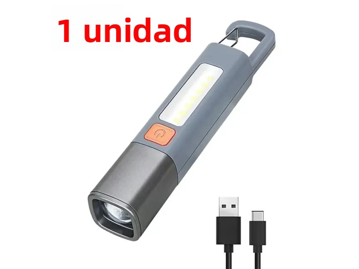 (1 Unidade) Mini Lanterna Led Portátil Recarregável Via Usb Com Gancho E Função De Zoom