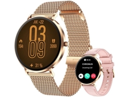 Smartwatch T8pro 1.32 Amoled Ultrafine De Aço Chamada Bluetooth E Monitor De Saúde Ouro Rosa Bestvite
