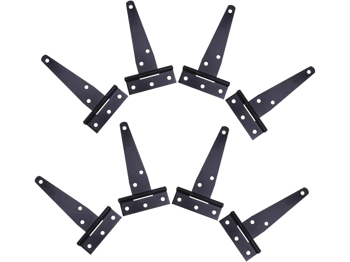 Conjunto De 8 Dobradiças Em T Reforçadas, Pretas, Com Parafusos, Para