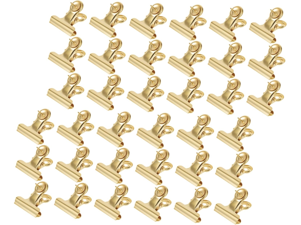 50 Peças De Tachinhas Metal Dourado Com Clipes Para Anotações