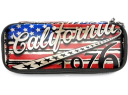 Conjunto grande retrô com lápis e marcadores estampados com a bandeira americana, ideal para escola, mesa de trabalho e adultos.