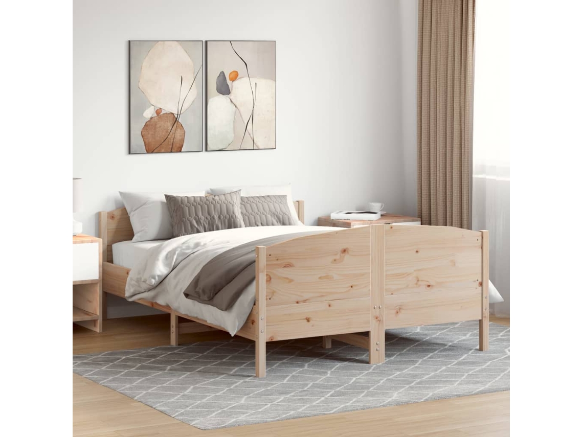Vidaxl Cama Sem Colchão 140x200 Cm Madeira De Pinho Maciça