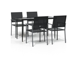 Garden Dining Set, Garden Dining Sets Vidaxl Preto Rattan / Vime (140 Cm Table Length)