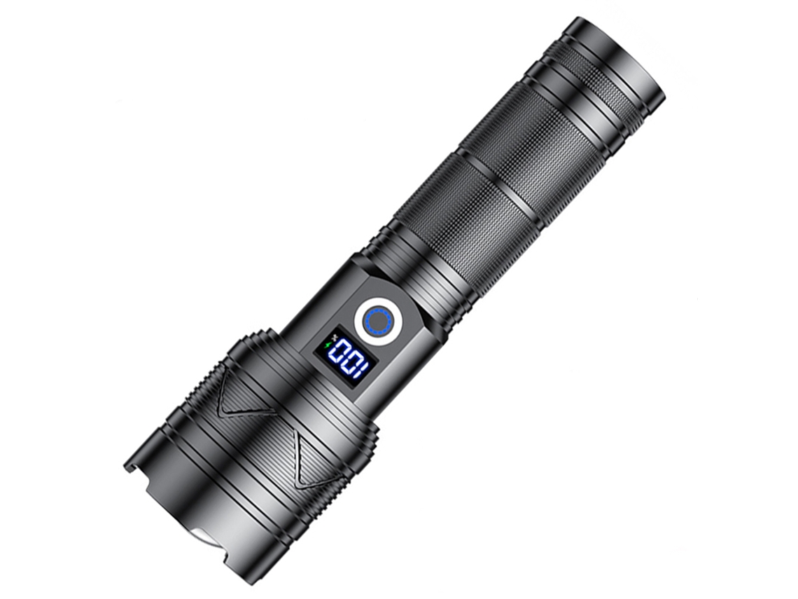 Lanterna Led de Longo Alcance, Potente e Recarregável Via Usb, Ideal para Camping, com Zoom e Indicador de Bateria. MDUG