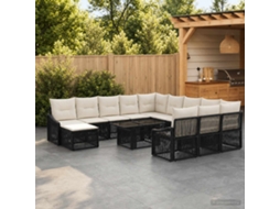 Vidaxl Conjunto De Sofá De Jardim 13 Unid. Preto E Branco Creme
