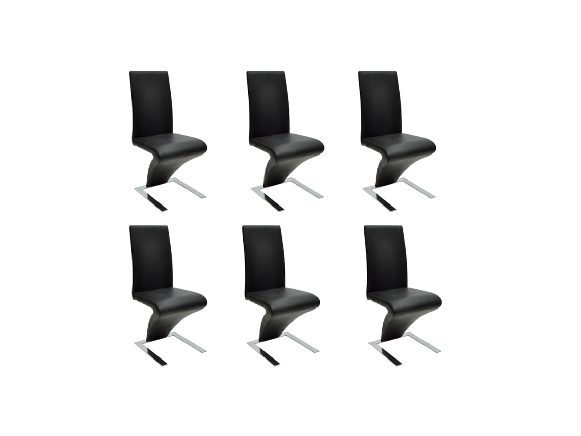 Vidaxl Cadeiras De Jantar 6 Pcs Couro Artificial Preto