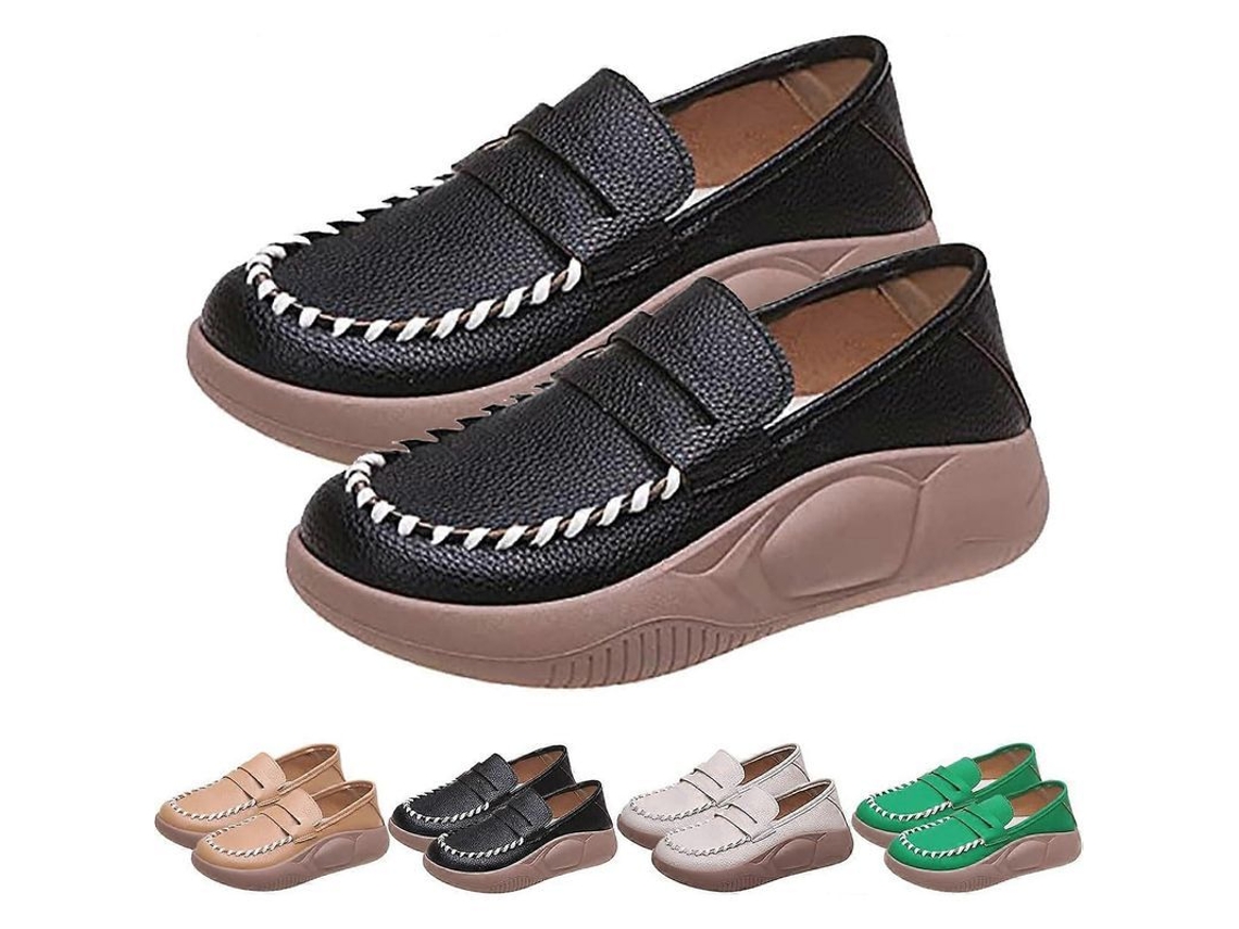 Sapatos Pure Couro da Solado Macio, Sapatos ortopédicos antiderrapantes para mulheres Eu40 Preto