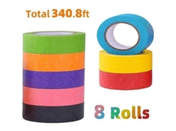Fita Adesiva Decorativa Colorida, 8 Rolos de Adesiva, Washi, Arco íris, para Art Esanato e Programação. GOKOCO