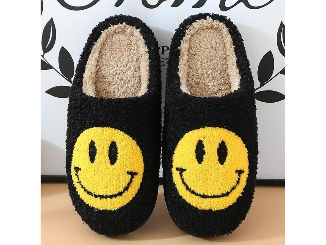 Pantuflas de Algodão com Peluche Carita 37 38 Negro S/MARCA