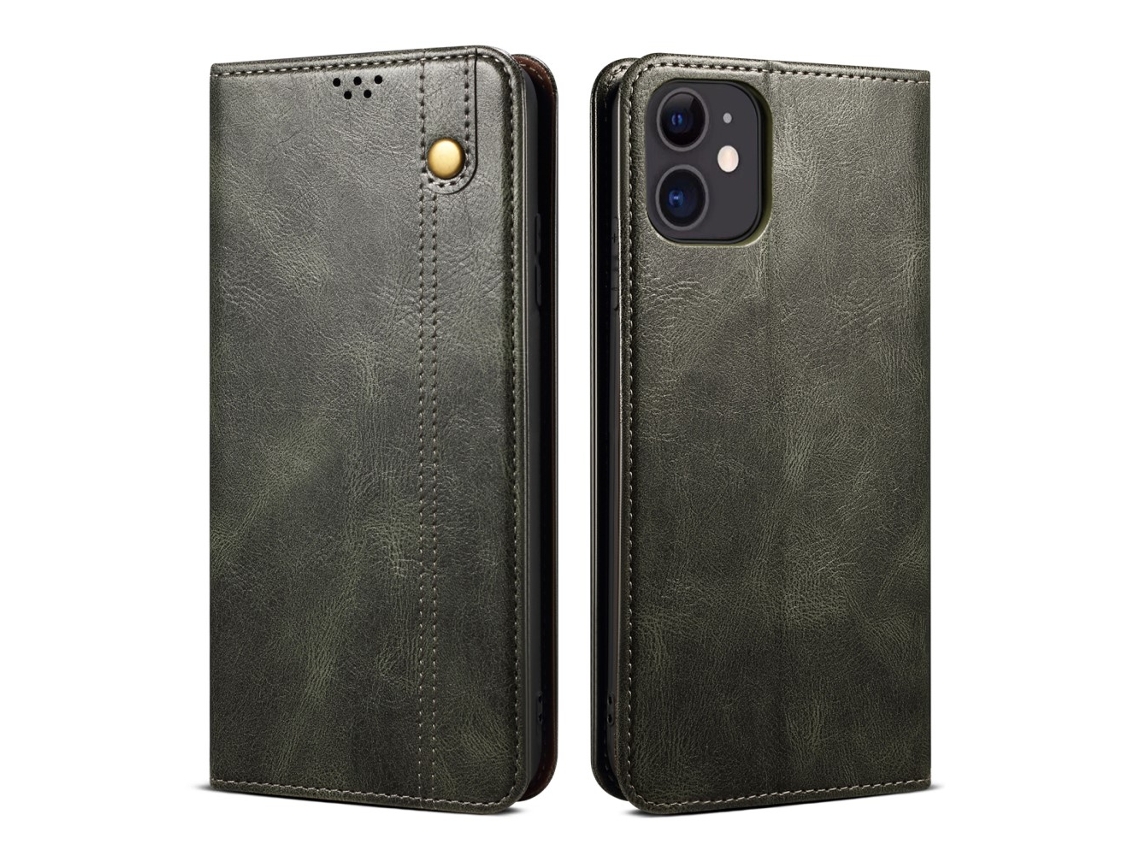 Capa Para Iphone 13 Mini Pele Sintética Verde