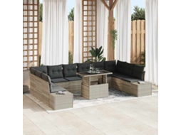 Vidaxl Conjunto De Sofá De Jardim 11 Unid. Cinzento-claro Vime Pe