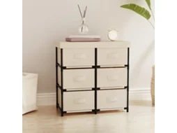Vidaxl Armário De Arrumação Com 6 Gavetas 55x29x55 Cm Aço Cor Creme