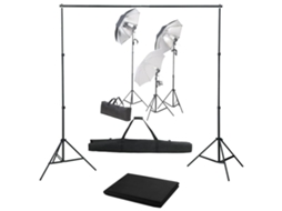 Candeeiro Kit de Estúdio Fotográfico com Conjunto de Iluminação e Fundo