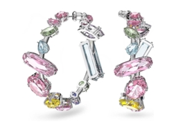 2026 collar Gema Swarovski Con Cristais Coloridos em Platina Rodio, Design Boêmio e Elegante para Mulher
