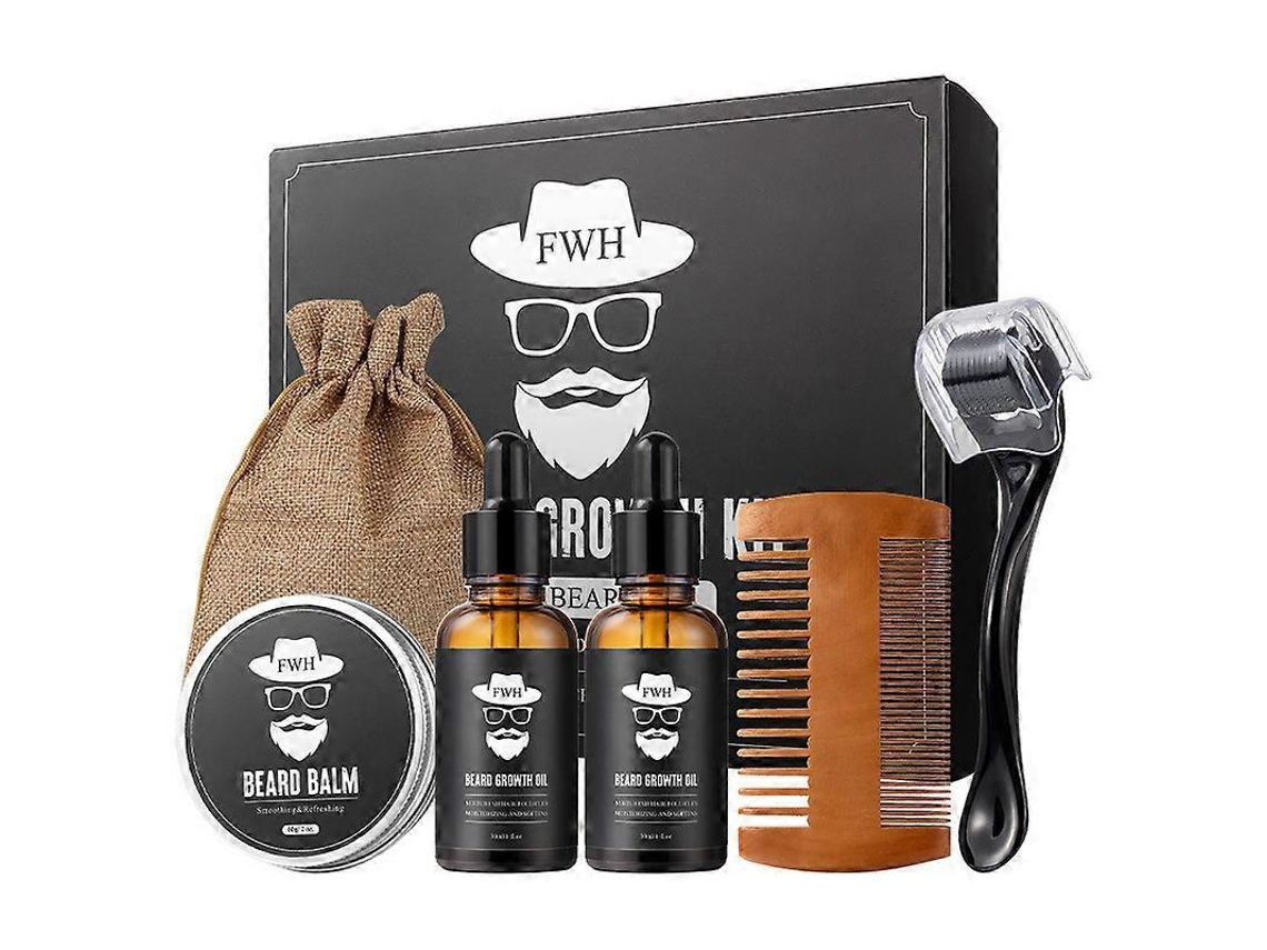 Kit De Cuidados Com A Barba Com Roller E Óleo, Em Caixa De Presente, Para Homens
