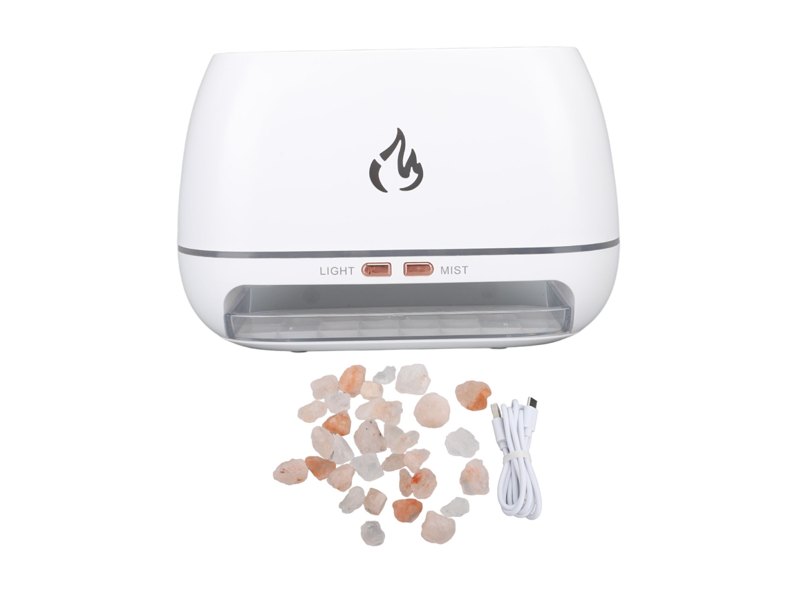 Difusor de chama branco 7 cores simulação silenciosa 200ml 6W umidificador de névoa para ambiente interior