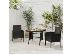 Vidaxl 3 Pcs Conjunto De Jantar P/ Exterior Vime Pe Preto