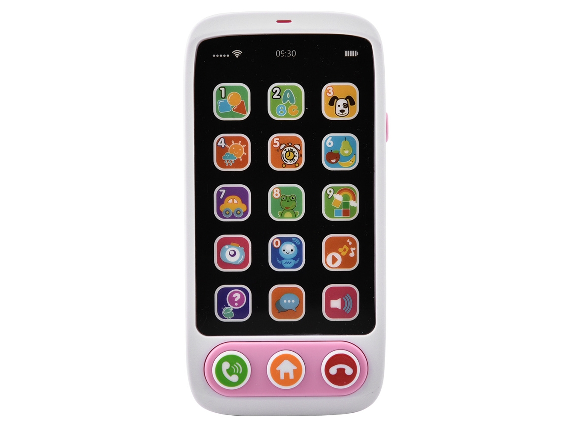 Ats brinquedo Telefone Infantil com Música e Aprendizagem de Inglês Presente Educativo para Bebês e Crianças Rosa