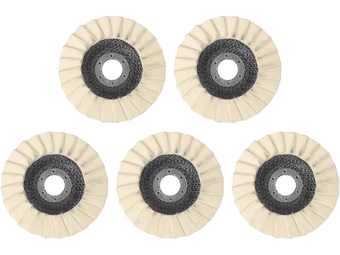Pacote Com 5 Discos De Feltro Lã 11,4 Cm (4,5 Polegadas) Para Metal,