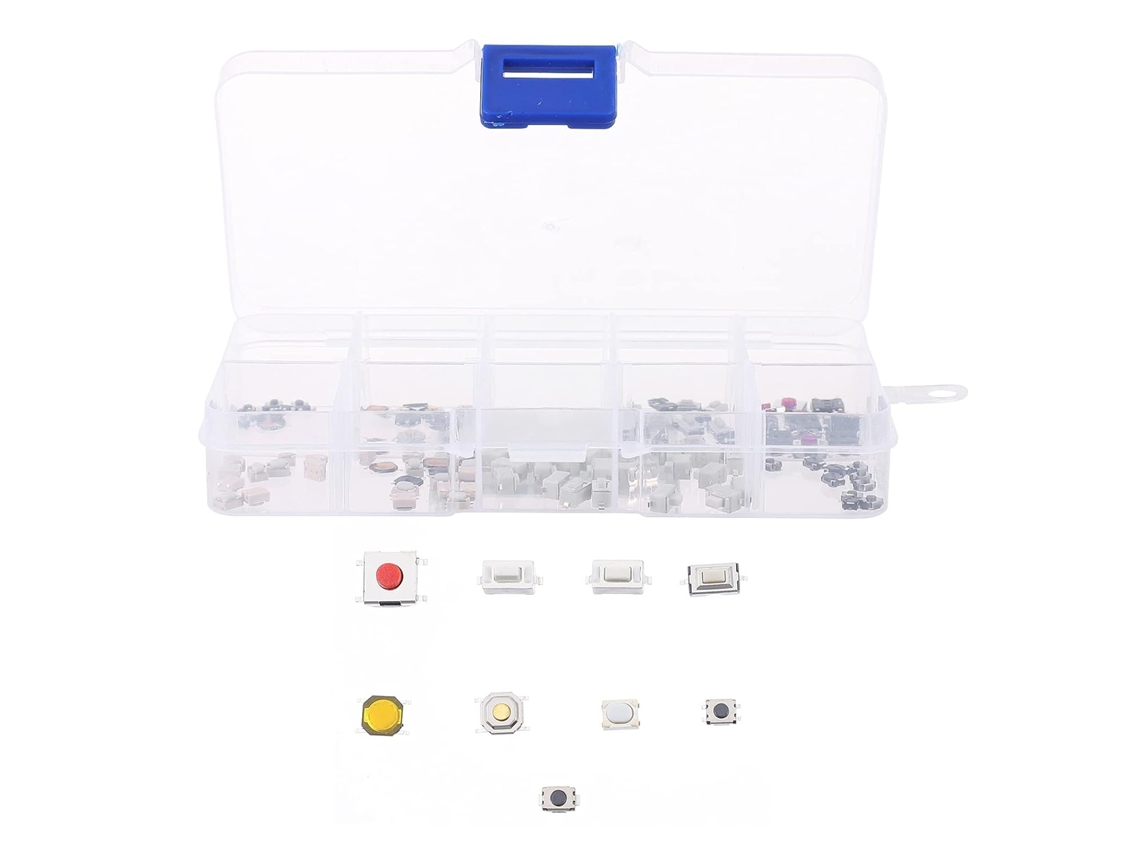 Kit Com 100 Peças De Microinterruptores De Toque Momentâneo E Botões De Pressão.