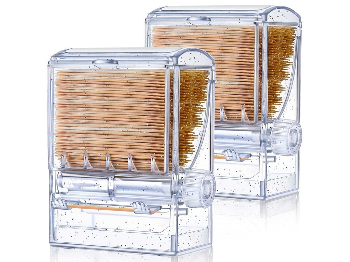 Dispenser Automático de Palitos de Dentes Nova Line, Acrílico Transparente, Base Antiderrapante