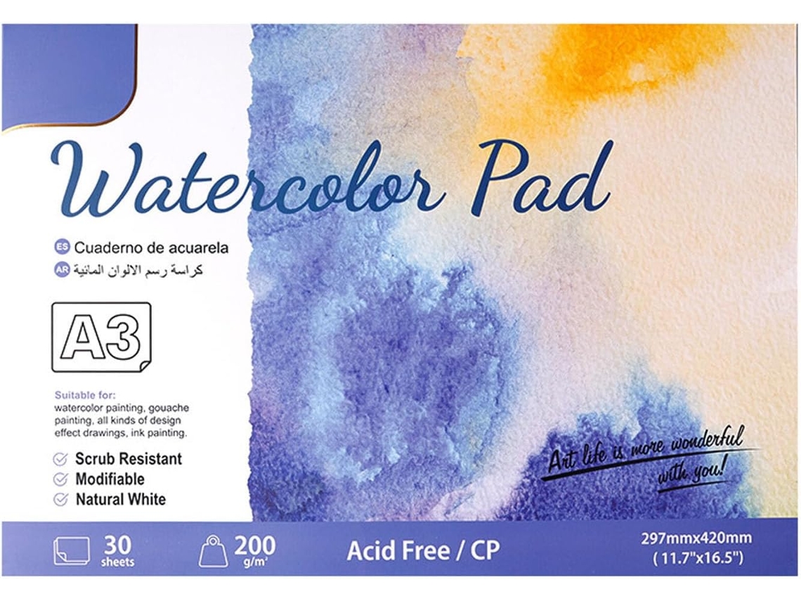 Bloco De Papel Para Aquarela, 200g, 30 Folhas, Papel Grosso De Algodão