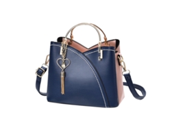 Bolsa Feminina de Ombro Grande Capacidade Pu Fashion com Pingente Decoração Azul