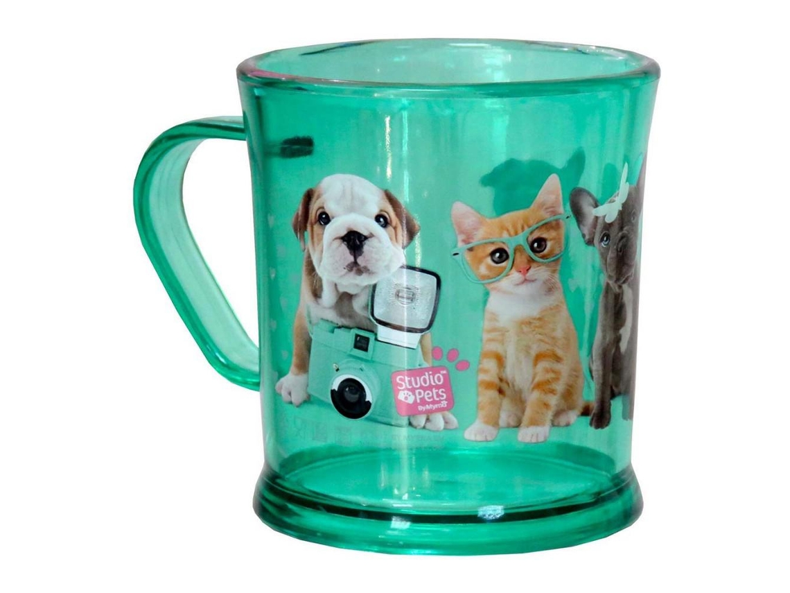 Caneca Studio Pets Verde Plástico 250 Ml