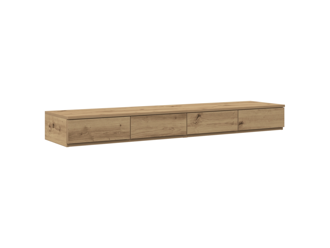 Mesa De Cabeceira De Carvalho Maciço Com Gavetas Vidaxl Castanho Madeira De Carvalho Maciça (135x36.5x16.5cm)