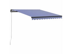 Vidaxl Toldo Retrátil Manual 350x250 Cm Azul E Branco