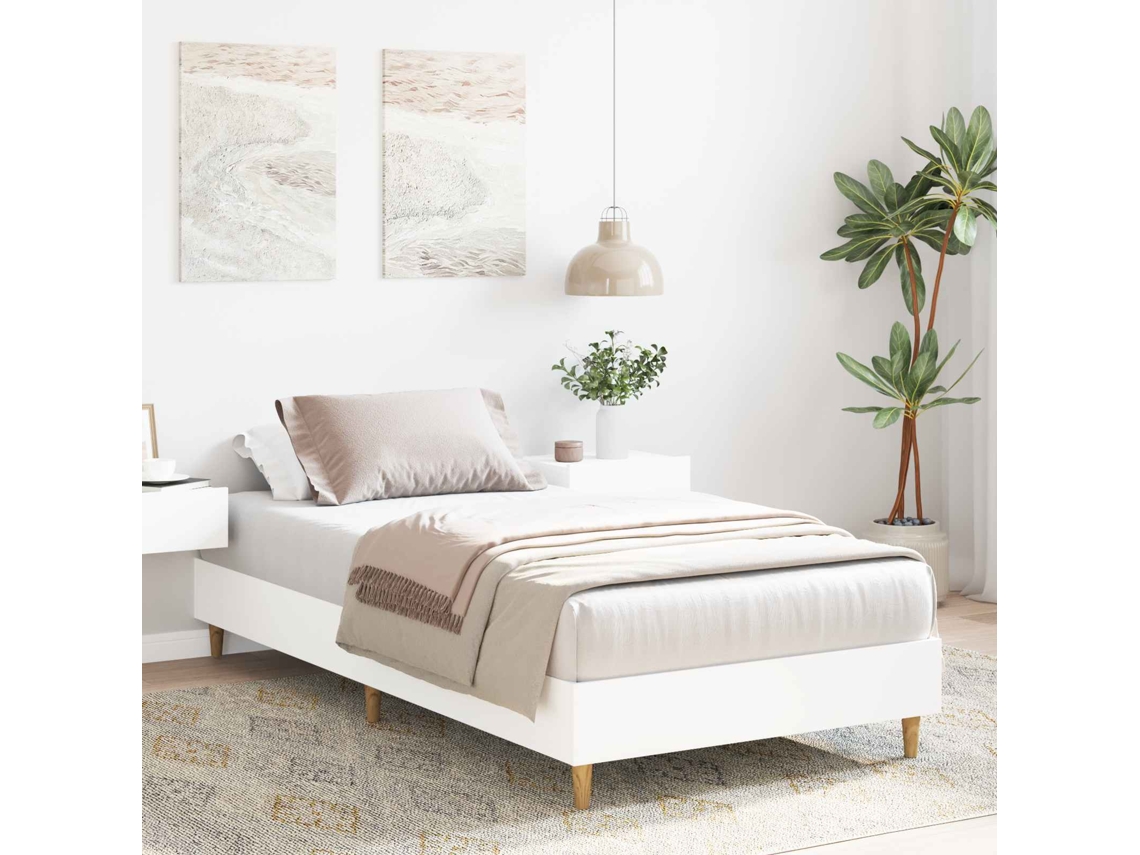 Vidaxl Estrutura Da Cama Branco Madeira Processada