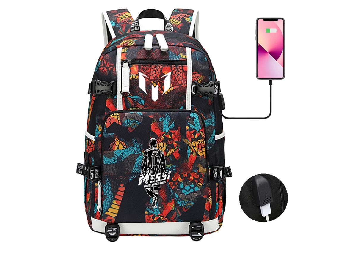 Laxiscreed Mochila Escolar Iluminada Com Design Messi, Neymar E Ronaldo Para Leitura E Computador